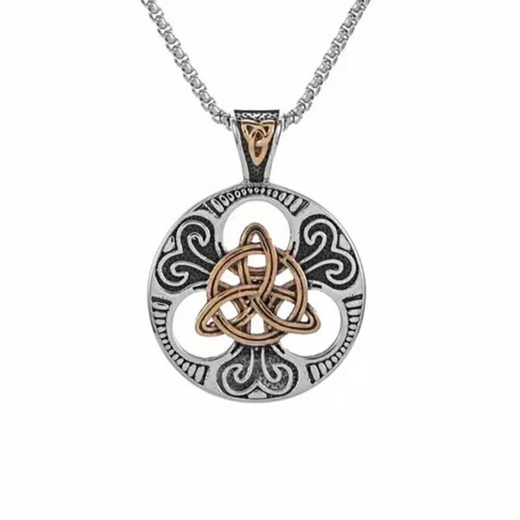Celtic Knot Two Tone Pendant and Necklace #1163 - Picture 4 of 6